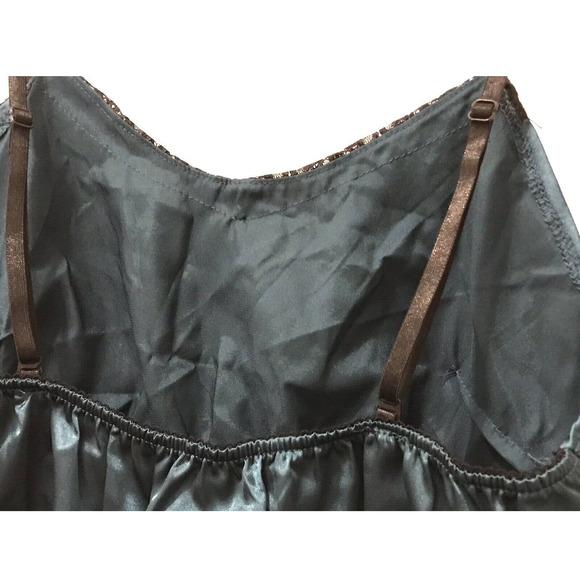 3 Piece Lingerie Lounge Set XL, Satin and Lace, Dark Green & Black - Picture 13 of 15